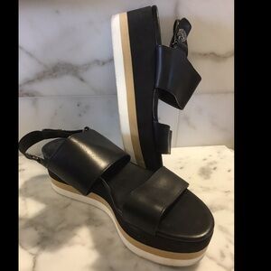 Via Spiga Leather Slingback Wedge Sandals Size 38, size 8 US
